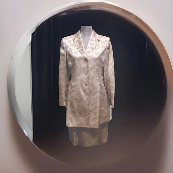 Size 16W Le Suit 2PC Elegant Champagne Color Floral Formal Skirt Suit Set, NWOT. - Picture 1 of 8
